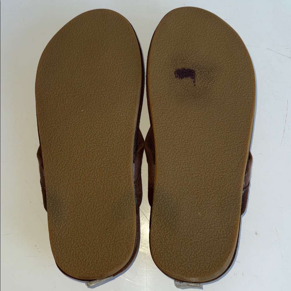 NEW Ocean Minded Suede Leather Flip Flops Mens Size 8 Brown - Picture 6 of 6
